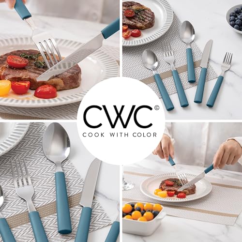 Bamboo Kitchen Utensil Set with Drawer Organizer (Blue / 25 Piece Cutlery Set)