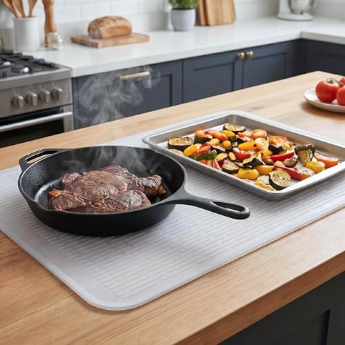 Silicone Dish Drying Mat for Multiple Usage (Translucent / 28"L x 18"W)
