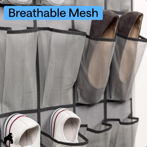 Over the Door Shoe Organizer (Grey / 12 Pockets/2 Hooks)