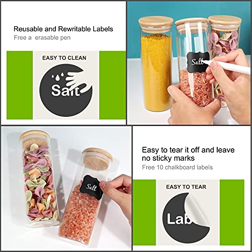 10 Pack 14 oz Glass Jars with Airtight Bamboo Lids for Kitchen (14 fl oz (10 pcs))