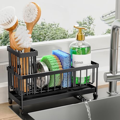 Sponge Holder for Kitchen Sink (Black - 9.25″)
