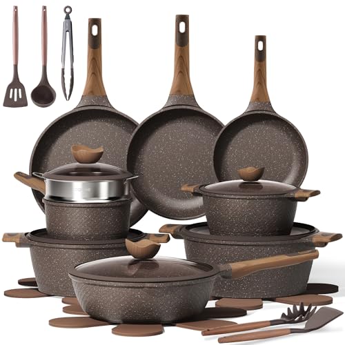 26pcs Pots and Pans Set (Brown / 26 Piece)
