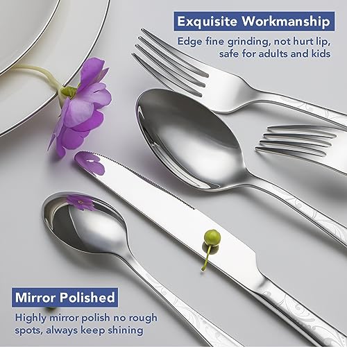40 Piece Silverware Set Service for 8 (Silver Leaves)