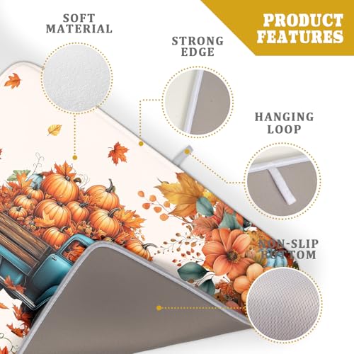 Fall Drying Mats for Kitchen Counter 18×24 Inch Autumn Truck Large Absorbent Microfiber Drying Pad Home Season Accessories (Fall Truck 605 / 24" x 18")