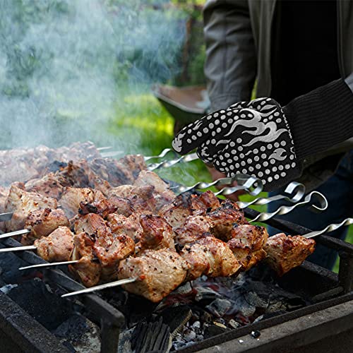 BBQ Gloves 1472 Degree F Heat Resistant Grilling Gloves Silicone Non (short / Gray)
