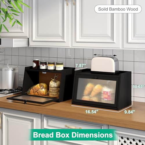 Bread Box for Kitchen Counter (Black / Medium-1_Tier)