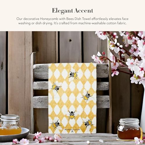 Cotton Dish Towel (Honeycomb With Bees / 1-Pack)