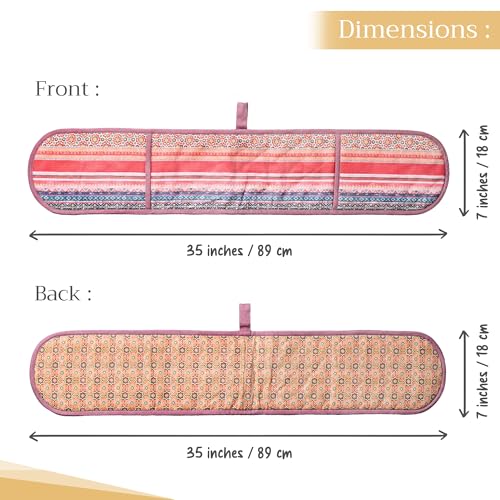 Double Oven Mitts 100% Cotton Double Oven Glove (075 - Ispahan / 7" x 35" (Double Oven Mitt))