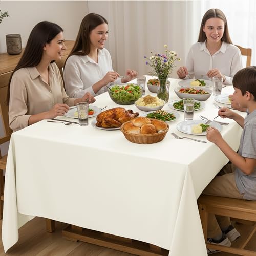 10 Pack Ivory Tablecloths for Rectangle Tables (Ivory / 54x108 In, 10 Pack)