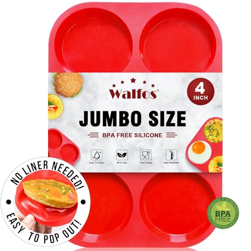 Silicone Muffin Top Pans for Baking 4inch Jumbo Size (Muffin Top Pan / 1 Pc: 6 Cups, Jumbo)