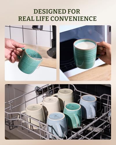 Coffee Mugs Set of 4 (Meteor-Peacock Green / 4 Count (Pack of 1))
