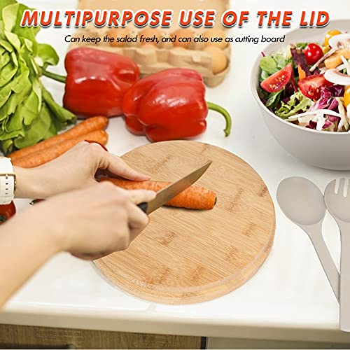 Large Salad Bowl with Lid (White)