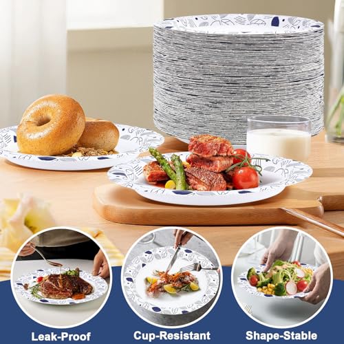 8.5 Inch 200 Count Disposable Heavy Duty Printed Leaf Paper Plates (Leaf / 8.5 in)