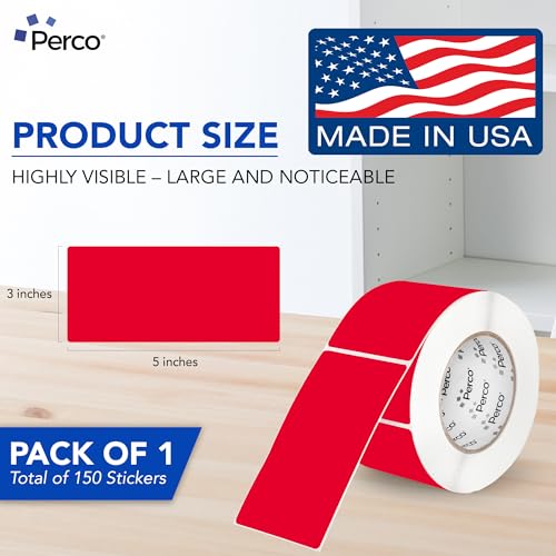 Red 3x5 Inch Perforated Sticker Labels (Mini Roll / Red)