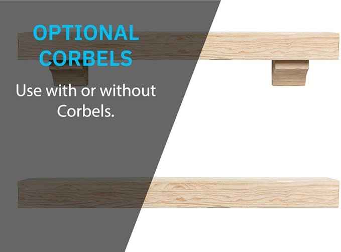 MANTELSDIRECT Breckenridge 48” Fireplace Mantel Shelf with Corbels – Rustic Floating Mantel Shelf for Over Fireplace – Unfinished - Wood Shelf for Wall – Pine Box Construction