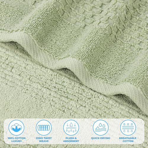 Playa Zero Twist Cotton Medium Weight Towels (12 Piece Towel Set / Green)