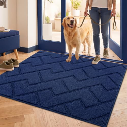 Front Door Mat Outside Entrance (Navy Blue / 40" x 32" (Rectangular))