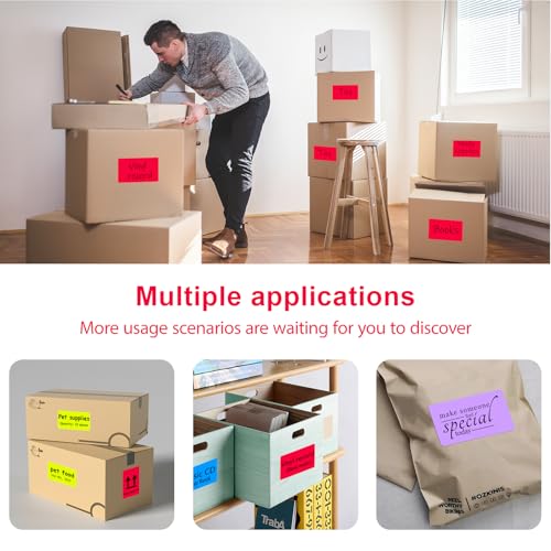 3 X 5 Inch Printable Waterproof Rectangle Color Coding Labels (Red)