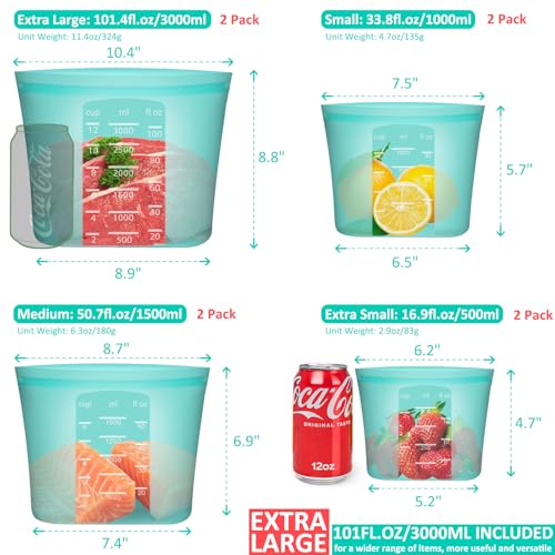 Reusable Storage Bag (Aqua | XL+M+S+XS | 8 Pack)