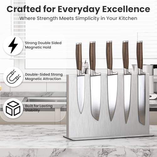 Stainless Steel Magnetic Knife Holder (11.6x8.2 inch Silver)