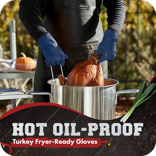 Silicone Smoker BBQ Gloves (Blue Ink / One Size Fits Most)