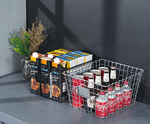 4 Pack【Extra Large】 Wire Handmade Storage Basket for Organizing Household Goods (Extra-Large Black)