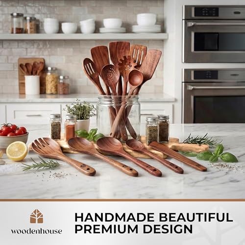 Wooden Spoons for Cooking 13 Pcs (13 Piece Set)