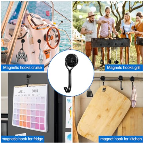 Magnetic Hooks Magnet Hook for Cruise Cabins Fridge 30LBS 12Pack (Black / 0.63in)