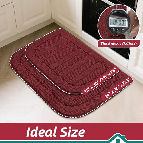24x36 Inch Kitchen Rugs Non Slip Washable Kitchen Sink Rug (2' x 3' (Semicircular) / Red)