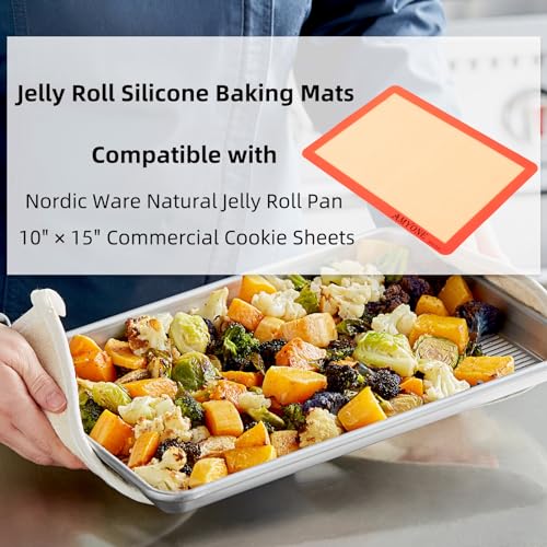 Silicone Baking Mats for 10x15" Jelly Roll Pan (Bright Orange / 14.4"L x 9.5"W)