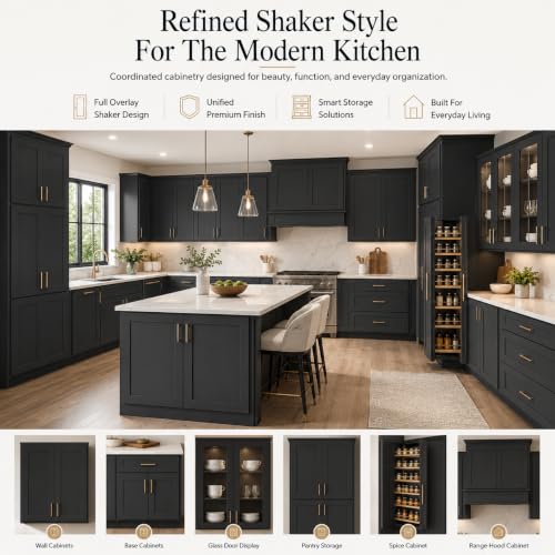 Wall Mounted Cabinet (Charcoal Black / 33" W x 12" D x 30" H)