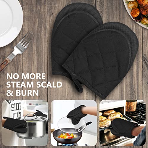 1 Pair Short Oven Mitts (Black)