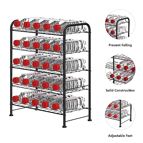Plastic Water Bottle Storage Rack 5 Tier Bottled Water Holder Organizer Freestanding Floor Small Beverage Soda Drink Stand Shelf for Kitchen Pantry Can Storage