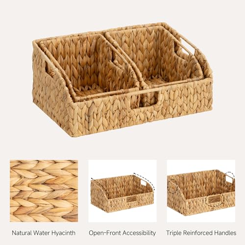 Water Hyacinth Basket Organizer (Natural(Water Hyacinth) / 17"L x 11"W x 7½"H + 2x 7½"L x 9½"W x 6¾"H)