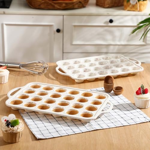 2 Silicone Muffin Pans with 200 Liners (24-cup Mini)