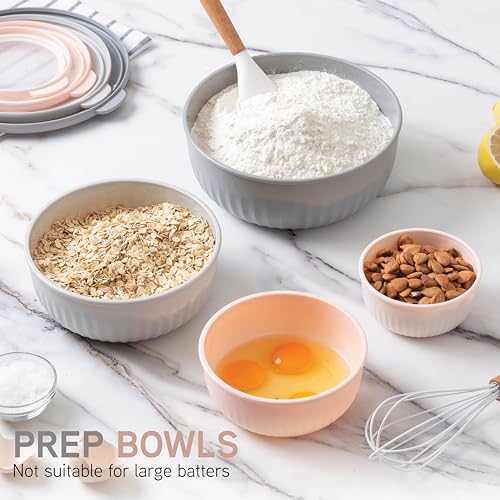 Prep Bowls with Lids (Grey/Pink / 8 Piece Set - Wide Bowls)