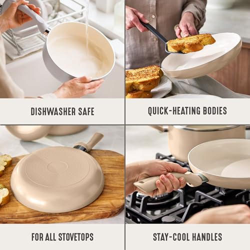 2 Piece 8" & 10" (8" and 10" Frying Pan Skillet Set / Beige Taupe)