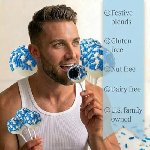 Sprinkles Edible Cake and Cupcake Sprinkles with Assorted Shapes and Sizes for Parties (Blue White)