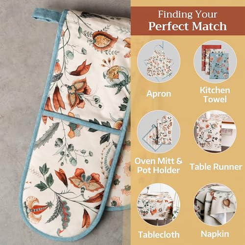 Double Oven Mitts 100% Cotton Double Oven Glove (060 - Dalida / 7" x 35" (Double Oven Mitt))