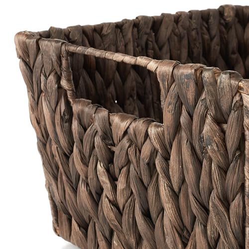 Set of 4 Water Hyacinth Storage Baskets with Handles (Espresso - Hyacinth)