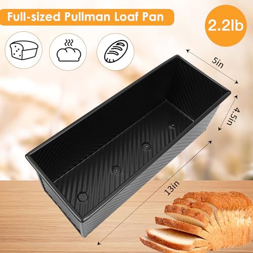 2 Pack Black 13inch Pullman Loaf Pan with Lid (13inch / Black)