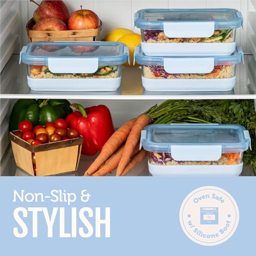 Duraglass Refresh 3.4 Cup Meal Prep Containers (Halogen Blue with Boot / 3.4 Cup)