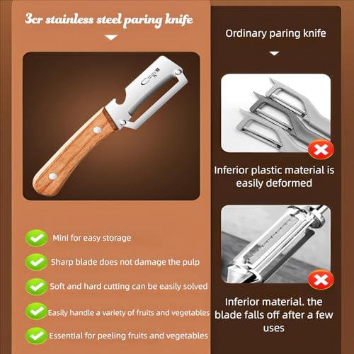 Vegetable Peeler Wooden Handle Sharp Stainless Steel Blade for Fruit