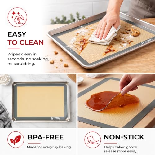 Silicone Baking Mats Half Sheet Non Stick for Oven Reusable 4 Pack (Baking Mat / 4 Half Sheets)