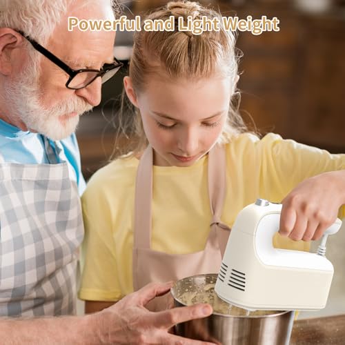 9 Speed Digital Hand Mixer Electric (Cream White)