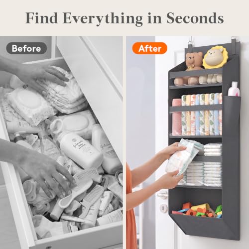 1 Pack Over the Door Organizer 4 Section Hanging Storage (Dark Gray / 4 Section)