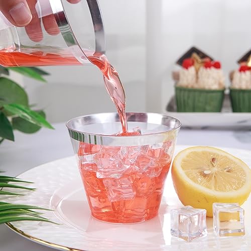 100PCS Silver Plastic Cups (9-Silver-100)