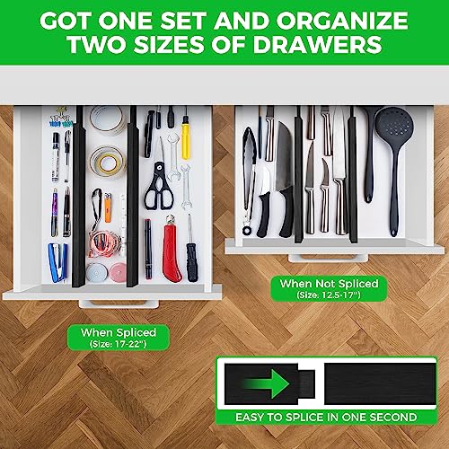 4 Pack Bamboo Drawer Dividers Organizer with Inserts 2.6'' High (4 Count)