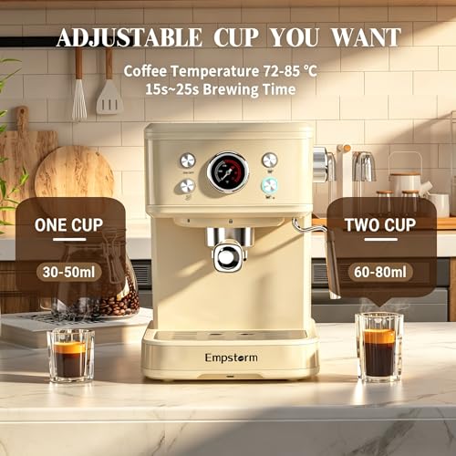 04E 20 Bar Espresso Machine with Milk Frother Steam 1100W White (Minimalist)
