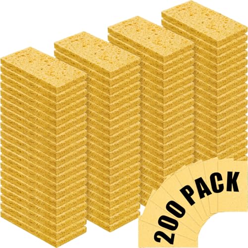 200 Pcs Sponges Bulk Sponges Kitchen Compressed Sponge (Yellow)